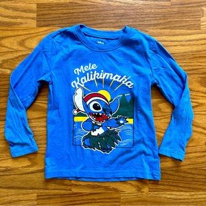 Disney Jumping Beans Boys Size 5 Long Sleeve Shirt Stitch Christmas Hawaii EUC!